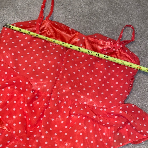 Forever 21 Sundress Dress Large Orange White‎ Polka - Picture 6 of 16